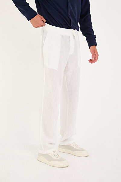 No Way Men's Baggy Fit Aerobin Linen Trousers