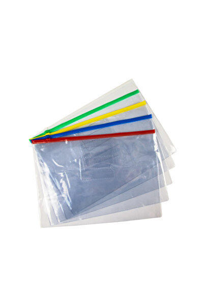 Erich Krause Buzunar A4 cu fermoar, mapa de protectie, transparenta, 12 buc / set