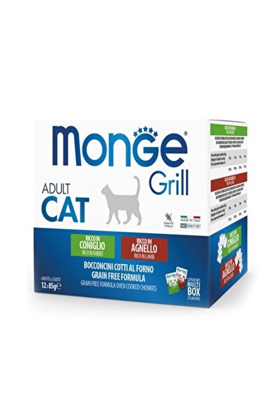 Monge Multipack Grill Chunkies Cat - Super-premium wet food - Rabbit and Lamb - 12x85g