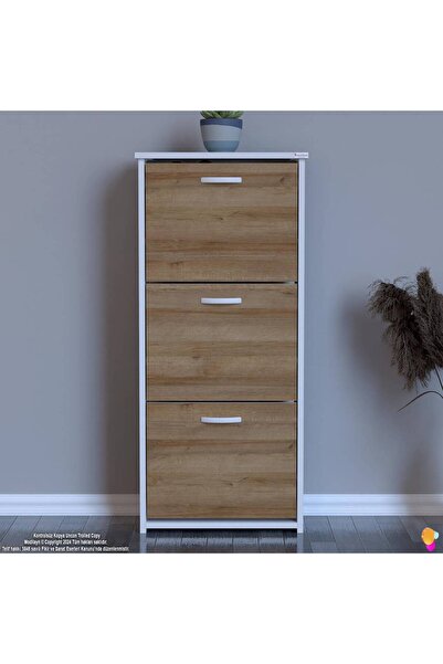 Modilayn WEST Antre 52x116x 26 cm’ lik 3 Düşer Kapak 6 Göz Bölmeli Ayakkabılık