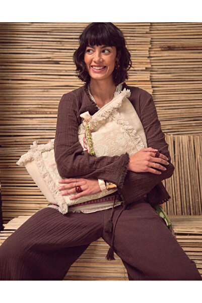 Accessorize FRINGE EMBROIDERED TOTE Natural