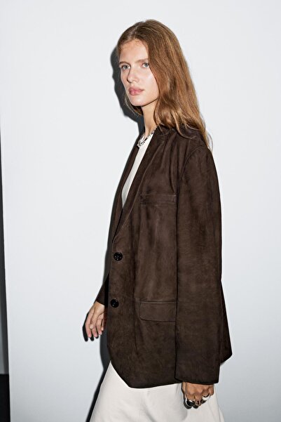 Massimo Dutti Süet deri blazer