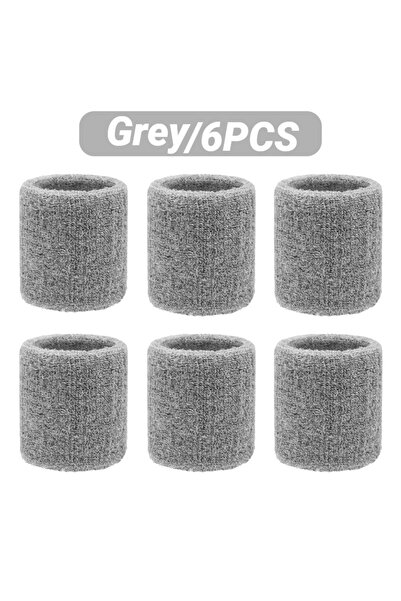Choice رمادي (6 قطع) 6 قطع سوار معصم رياضي لامتصاص العرق وترطيب واقي المعصم ل...