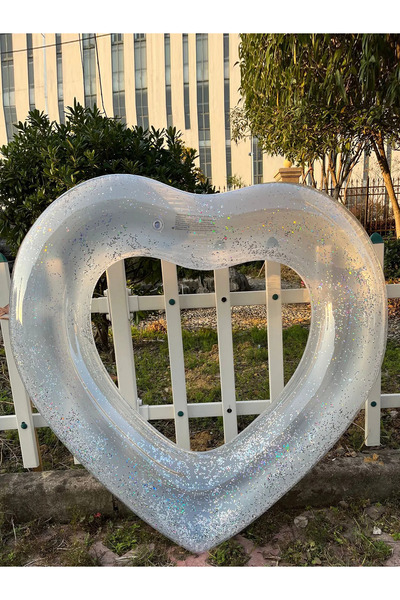 Choice Model 120 White Large Heart Inflatable Toys Swimming Ring with Sequin ...