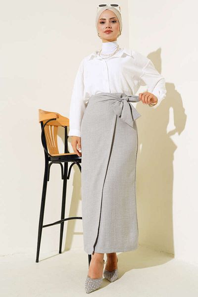 TrendParis Side Tie Linen Skirt