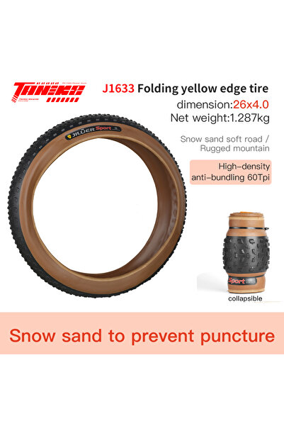 Choice J1633 26x4.0 إطار دراجة TANKE أصفر مضاد للثقب للثلج والشاطئ وإطار دراج...