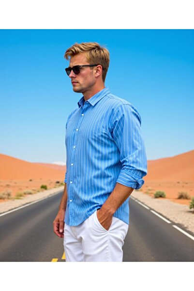 ENZİM JEANS UZUN KOLLU ÇİZGİLİ GÖMLEK