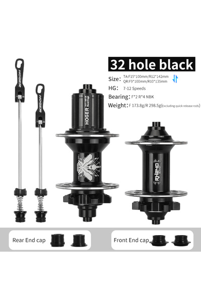 Choice محور دراجة جبلية TA-QR HOGER أسود مقاس 32H، أمامي وخلفي، مقاس 32، 36 ف...