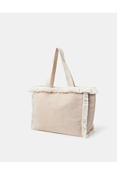 Accessorize FRINGE EMBROIDERED TOTE Natural
