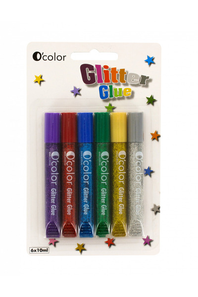 OColor Set 6 flacoane lipici glitter colorat