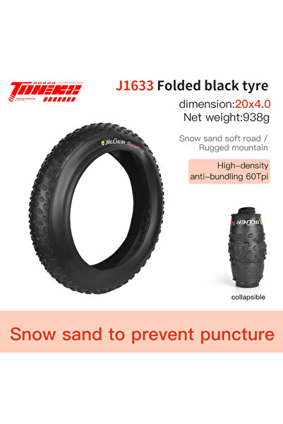 Choice إطار دراجة J1633 20x4.0 أسود مضاد للثقب من TANKE مناسب للثلج والشاطئ و...