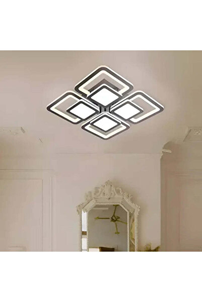 KORMAN TECHNIK Πολυέλαιος LED με τηλεχειριστήριο SUSAN 14W, 4 τετράγωνα, κρύο/ζεστό/ουδέτερο φως, ρυθμιζόμενος, μαύρος