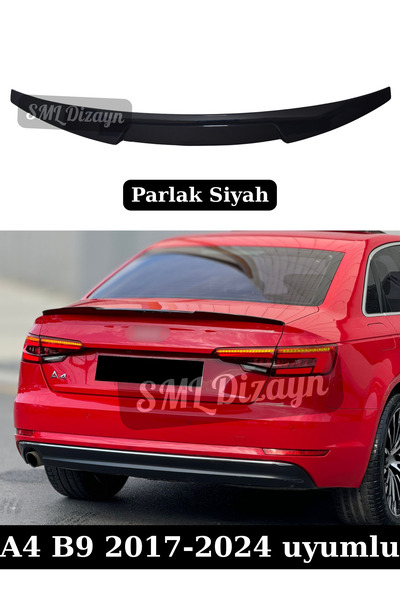 SML Dizayn Audi A4 B9 Yarasa Spoiler 2017-2024 Parlak Siyah Plastik A4 Bagaj-...