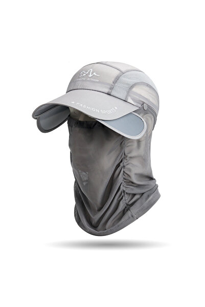 Choice قبعة شمسية محمولة 360 درجة للصيد باللون الرمادي، حماية من الشمس أثناء ...