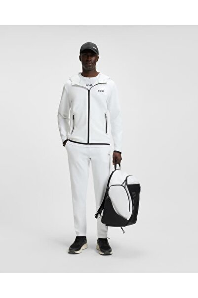 BOSS Erkek Normal Kalıp Paçası Fermuarlı Çabuk Kuruyan Beyaz Pantolon 50542940-100