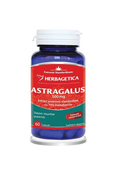 herbagetica Supliment alimentar Astragalus 500 MG Extract Premium cu 70% Poli...