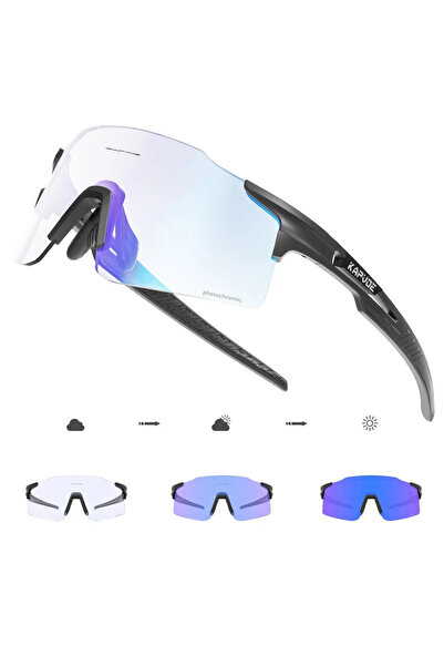 KAPVOE نظارات ركوب الدراجات الضوئية فوتوكروميك-1لينز 02 فوتوكروميك لركوب الدر...