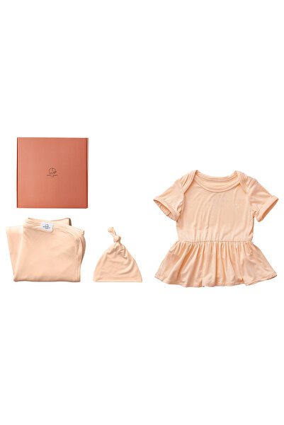 Anvi Baby طقم هدايا حديثي الولادة من فستان بامبو من قطعة واحدة - للبنات - لون...