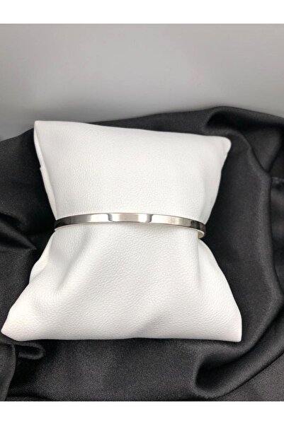 vogutima jewelery&silver by timuçin mavili Kadın Gümüş Bilezik - Ajda Model Düz Beyaz Renk 925 Ayar Gümüş Bilezik