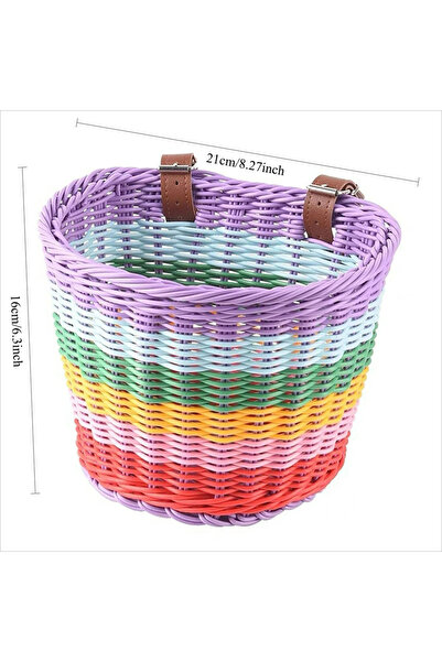 Choice M Rainbow Color Bicycle Basket for Kid Front Handlebar Rattan Picnic B...