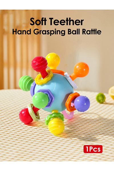 Choice Blue 1pcs Hand Grip Ball Teeth-glue Manhattan Gnawing And Potable Rattle Sound Toy
