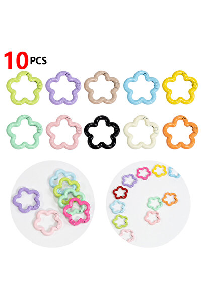 Choice 10PCS 10 PCS Aluminum Alloy Flower Shape Outdoor Keychain, Bright Colo...
