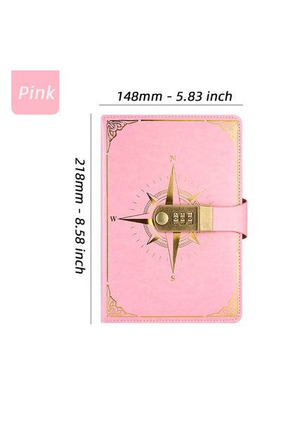 Choice دفتر يوميات وردي عتيق بحجم A5 (8.58 × 5.83 بوصة) مع قفل ودفتر يوميات ب...