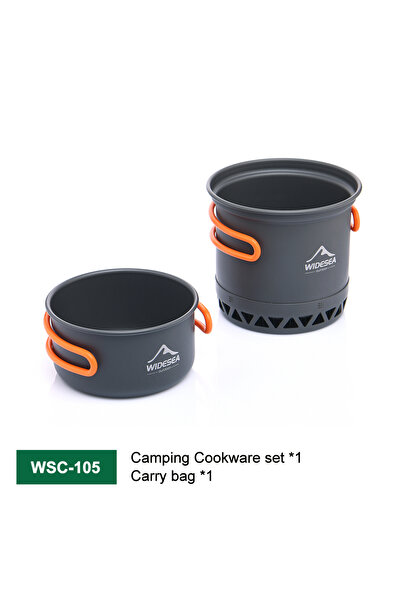 Widesea طقم أواني طهي خارجية WSC-105 للتخييم بسعة 1.3 لتر و2.3 لتر، غلاية طهي...