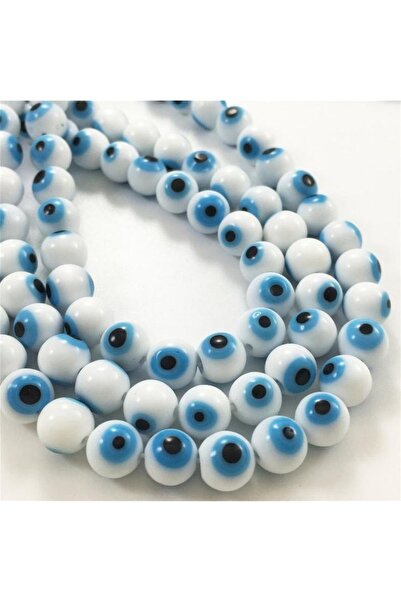 ella'nın çarşısı 6 χιλιοστά Λευκό Χρώμα Στρογγυλό Γυάλινο Σετ Χάντρες Ναζάρ μ...