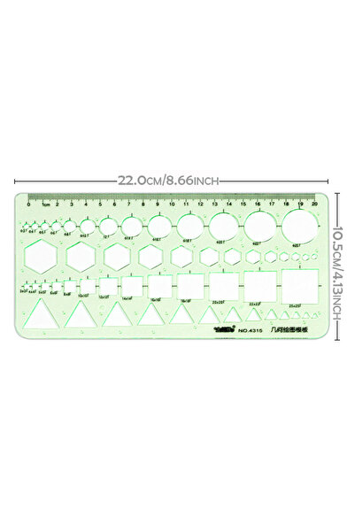 Choice مسطرة قياس الرسم الهندسي JSH-4315 مسطرة قوالب مجوفة، مناسبة للمكاتب والمدارس،