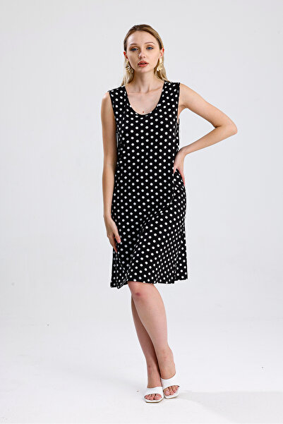 Sense Sleeveless Printed Midi Viscose Dress | Elb35852 Black B.Polka Dot