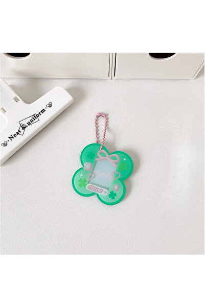 Choice green Four leaf clover card holder, student one inch ID photo decoration pendant, keychain, photo fr