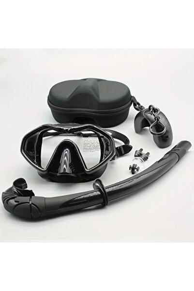 Choice مجموعة سوداء مكونة من 4 قطع من أقنعة الغوص الاحترافية ذات الإطار الكبي...