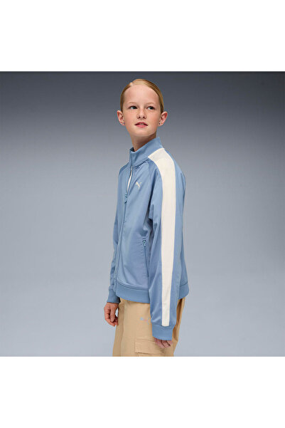 Puma Jachetă T7 Always On pentru copii, albastră, cu guler înalt