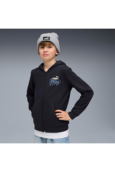 Puma Середина 90-х років Повна застібка-блискавка Дитяча синя куртка з капюшоном