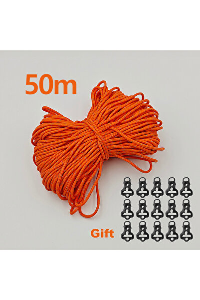 Choice حبل خيمة عاكس برتقالي بطول 50 مترًا، 2.5 مم، عالي القوة، 20 مترًا و25 ...