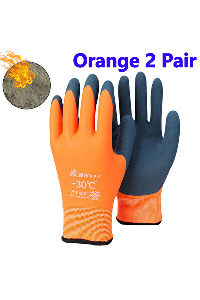 Choice قفازات عمل سميكة مقاس XL برتقالية، زوجان -30، مقاومة للماء والرياح وال...