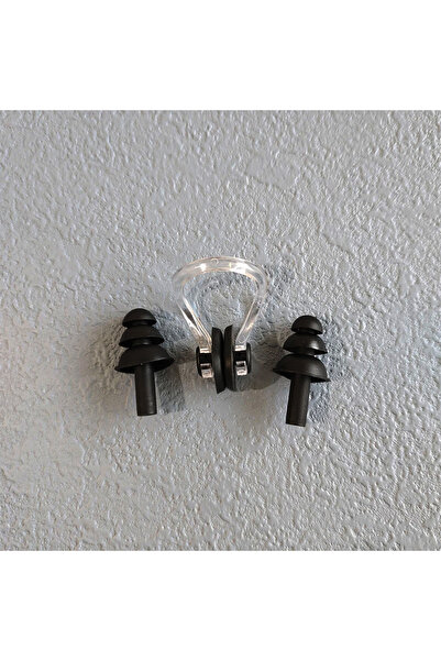 Choice مجموعة سدادات أذن بمشبك أنف للسباحة باللون الأسود مصنوعة من السيليكون ...