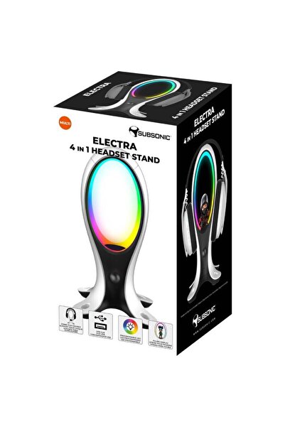 Subsonic Gaming Headset Stand 4-in-1, LED RGB, USB Hub, Multicolor