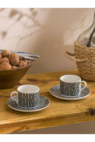 LC Waikiki Lcw Home Mixed Printed 2-Person Porcelain Coffee Cup Set 90 ml