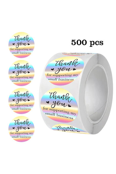 Choice 1inch-500pcs 500pcs Rainbow Laser Thank You Stickers 1inch Small Business Stickers Adhesive Labels f