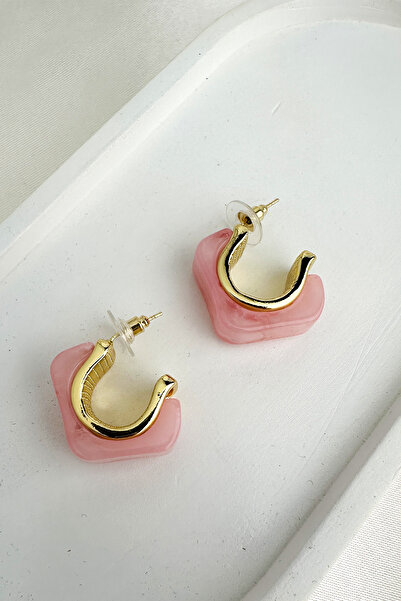 Modex Gold Acrylic Square Stud Hoop Earrings (3cm)