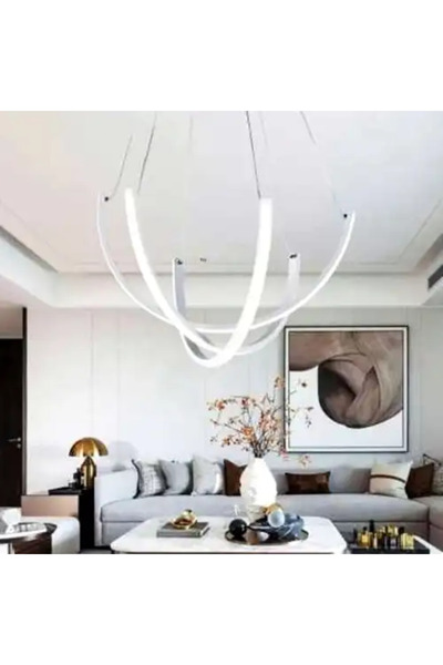LED CONCEPT LED chandelier with 3 types of light and remote control, white, round, 122W, dimmable, 50x50x120cm