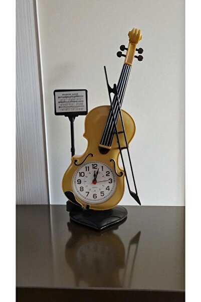 FAMEMUS ACCESSORY Dekoratif Ve Şık Görünümlü Keman Masa Üzeri Çalar Saat 30 c...