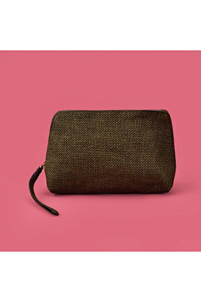 Barnaby Τσάντα καλλυντικών από PVC με ψάθινη εμφάνιση - Χακί - 16x23 cm