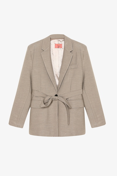 Quzu Belted Single Button Oversize Blazer Jacket Mink