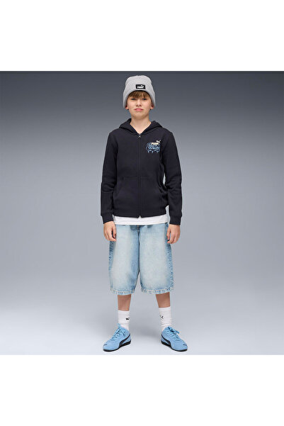 Puma Середина 90-х років Повна застібка-блискавка Дитяча синя куртка з капюшоном