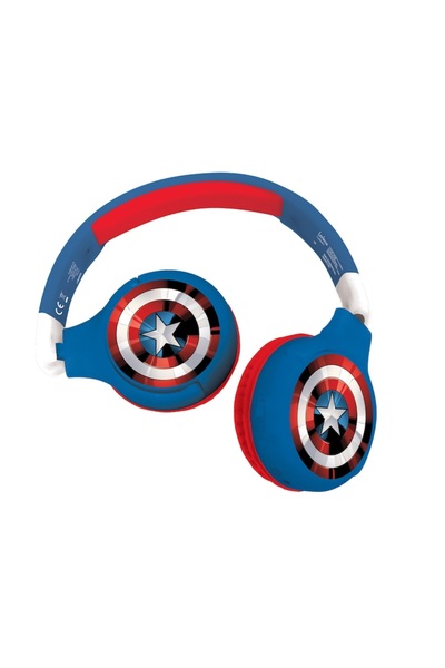 LEXIBOOK Avengers Marvel 2-in-1 Headphones, Bluetooth, USB, Red/Blue