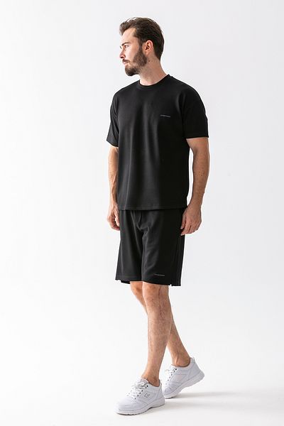 JB John Borners Jb Men's John Borners Printed 100% Cotton Shorts T-Shirt Suit Black - 25Y 7819