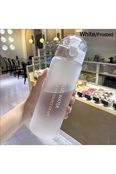 Choice white-Frosted Sports Transparent Water Bottle 780ml Portable Gym Travel Clear Leakproof Drinking Bot
